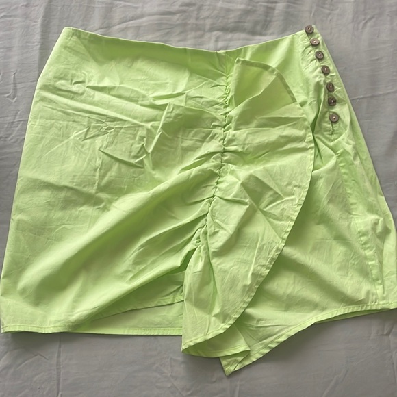 Free People Lime Green Asymmetrical Mini Skirt - Picture 1 of 5